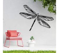 Décoration Murale Moderne et Luxueuse en métal représentant Une Libellule, Insecte géant, décoration pour fêtes, à Suspendre à l'intérieur ou à l'extérieur, décoration Nature pour Salon (Noir, 109 x