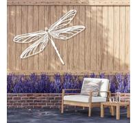 Décoration Murale Moderne et Luxueuse en métal représentant Une Libellule, Insecte géant, décoration pour fêtes, à Suspendre à l'intérieur ou à l'extérieur, décoration Nature pour Salon (Blanc, 109 x