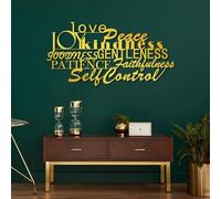 Décoration Murale Moderne et Minimaliste en métal, Citation inspirante des Fruits de l'esprit et des Écritures chrétiennes, Grand Format, pour Salon (Or 53 x 105 cm)