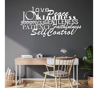 Décoration Murale Moderne et Minimaliste en métal, Citation inspirante des Fruits de l'esprit, Verset biblique chrétien, Grand Format, pour Salon (Blanc, 38 x 76 cm)