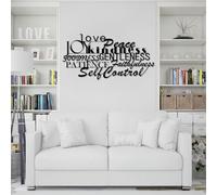 Décoration Murale Moderne et Minimaliste en métal, Citation inspirante des Fruits de l'esprit, Verset biblique chrétien, Grand Format, pour Salon (Noir 61 x 121 cm)