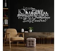 Décoration Murale Moderne et Minimaliste en métal, Citation inspirante des Fruits de l'esprit, Verset biblique chrétien, Grand Format, pour Salon (argenté 30 x 60 cm)