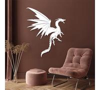 Décoration Murale Moderne et Minimaliste en métal représentant Un Dragon, Style Fantastique et Science-Fiction, idéale pour Le Salon, comme Cadeau de Pendaison de crémaillère ou pour Lui (76 x 61 cm,