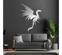 Décoration Murale Moderne et Minimaliste en métal représentant Un Dragon, Style Fantastique et Science-Fiction, idéale pour Le Salon, comme Cadeau de Pendaison de crémaillère ou pour Lui (105 x 84 cm