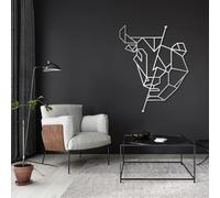 Décoration Murale Moderne et Minimaliste en métal, représentant Un Taureau et Un Ours en Bourse, dans Une Rue de Bureau de Trader géométrique (Argent 39"x50"|100x126cm)