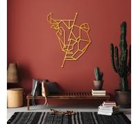 Décoration Murale Moderne et Minimaliste en métal, représentant Un Taureau et Un Ours en Bourse, Un Trader géométrique dans Une Rue (Or 24"x30"|60x76cm)