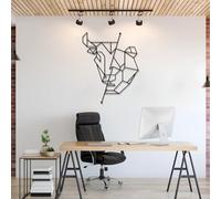 Décoration Murale Moderne et Minimaliste en métal, représentant Un Taureau et Un Ours en Bourse, Un Trader géométrique dans Une Rue (Noir 15"x19"|37x47cm)