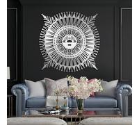 Décoration Murale Moderne et Minimaliste en métal, Symbole de la divinité Navajo Yeii Yeil, à Suspendre, représentant la Culture spirituelle de la Maison (Argent 35"x35"|90x90cm)