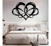 Décoration Murale Moderne et Minimaliste en métal, Symbole géométrique en Forme de cœur Infini, à Placer au-Dessus du lit, dans Une Chambre ou comme Cadeau de Mariage (Noir, 40 x 6