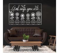 Décoration Murale Moderne et Minimaliste en métal, Verset biblique inspirant « Dieu Dit Que tu ES », Cadeau Religieux (Argent 49 x 76 cm)