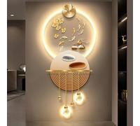 Décoration Murale Moderne Lumineuse 3D Grand Format 120 x 50 cm, Sculpture, Peinture, Art Mural créatif représentant des Poissons, à Suspendre, avec éclairage LED, pour la Maison,