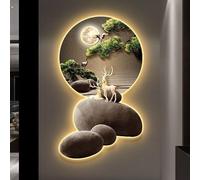 Décoration Murale Moderne Lumineuse 3D Grand Format avec LED, Sculptures artistiques, Peinture Suspendue Traditionnelle Chinoise représentant Un pin de Bienvenue, fresque Murale po