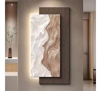 Décoration Murale Moderne Lumineuse 3D Grand Format, Peinture en grès avec LED, Sculpture Abstraite - pour Couloir, allée, entrée (C, 40 x 80 cm / 15,7 x 31,5 Pouces)