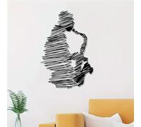 Décoration murale moderne minimaliste en métal - Silhouette de saxophone - Studio de musique jazz en fer - Noir et blanc - Thème jazz - Pour les amateurs de musiciens, cadeaux
