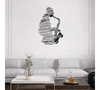 Décoration murale moderne minimaliste en métal - Silhouette de saxophone - Studio de musique jazz en fer - Noir et blanc - Thème jazz - Pour les amateurs de musiciens, cadeaux