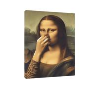 Décoration murale Mona Lisa pour salle de bain, Poster et affiche humoristiques sur le thème de la Joconde, représentant la Joconde se pinçant le nez Décoration Sans cadre (Pinching the nose, 30*40)