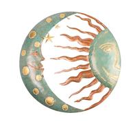 Décoration murale motif soleil et lune | Sculpture murale céleste, la lune, le soleil et les étoiles pour intérieur ou extérieur avec finition rustique