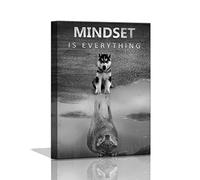 Décoration murale motivante « Mindset is Everything » sur toile avec citations d'entrepreneur - Décoration murale pour bureau, salle de sport, chambre à coucher - Prête à accrocher - 30,5 x 40,6 cm