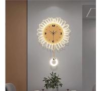 Décoration Murale Murale avec Horloge LED, Alimentation Secteur, Sculpture Murale Moderne pour entrées, Salons, couloirs (Orange 58 x 40 cm)