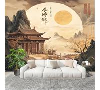 Décoration Murale Murale Papier Peint 200x140cm Peinture à L'Huile Architecturale Chinoise Poster Mural Intissé De Couleur Claire Poster Décoration - Salon Appartement - Photo d'art Tableaux Muraux
