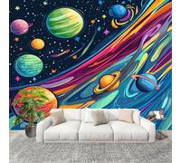 Décoration Murale Murale Papier Peint 250x175cm ThèMe Spatial Fantastique Et Coloré Protection UV Poster Mural Intissé Multicolore Poster Décoration - Salon Appartement - Photo d'art Tableaux Muraux