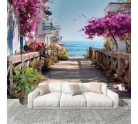 Décoration Murale Murale Papier Peint 300x210cm BâTiments Romantiques En Bord De Mer Protection UV Poster Mural Intissé Multicolore Poster Décoration - Salon Appartement - Photo d'art Tableaux Muraux