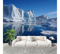 Décoration Murale Murale Papier Peint 300x210cm Icebergs Se RefléTant Dans L'Eau De Mer Protection UV Poster Mural Intissé Bleu Poster Décoration - Salon Appartement - Photo d'art Tableaux Muraux