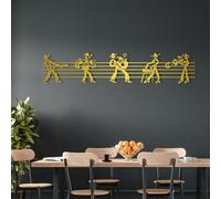 Décoration murale musicale en métal, notes de musique, art mural musical, tenturales musicales, décorations murales pour salon, chambre, salle de bain (doré, 121 x 24 cm, art mural en métal)