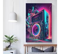 Décoration murale néon Live Music pour couloir et escaliers, jolie décoration de pièce prête à accrocher, grandes images 40 x 60 cm
