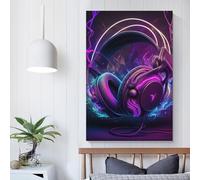 Décoration murale Neon3 avec musique live pour couloir et escaliers, jolie décoration de chambre prête à accrocher, grandes images 50 x 75 cm