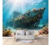 Décoration Murale Océan Sous-Marin, Papier Peint Poissons D'Aquarium Océanique, Récif Corallien, Merpour Chambre Décoration Papier Peint Moderne Solution Rénovation Rapide Pose Facile Écologique