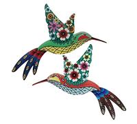 Décoration Murale Oiseau-mouche en Métal 2 Pièces, Ornement Délicat