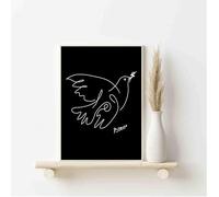 Décoration murale Pablo Picasso Dessin de lignes dessinées Noir Impressions sans cadre 2 (dimensions 297 x 420 mm) (Picasso Colombe de la paix, art mural Picasso colombe de la paix, affiche Picasso