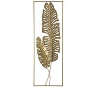 Beliani Décoration Mural sous Forme de Tableau Rectangulaire avec Motif de Floral Dorée sur Fond Blanc pour Salon Moderne