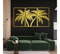 Décoration Murale Palmier en métal doré, Art Tropical en métal pour Bureau, Sculpture Moderne représentant Un Palmier pour Salon, Chambre, Couloir et escalier, décoration Nature pour la ma