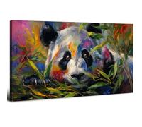 Décoration Murale Panda Noir et Blanc pour Salon Chambre Images Murales D'ours Panda Mignons Impression sur Toile Aquarelle Animalière Tableau Esthétique Cuisine Salle à Manger Décor 50,8 x 101,6 cm
