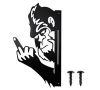 Décoration Murale, Panneau Métallique « Doigt D'honneur », Silhouette d'animal Bigfoot Regardant Autour, Art mural et Ornement pour Clôture d'angle d'arbre, Salon, Chambre, Entrée ou Bureau