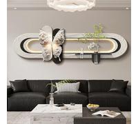 Décoration Murale Papillon 3D en Grès Peint, Art Mural Lumineux À LED, Vase en Verre Et Plantes Vertes Artificielles, Applique Murale Florale pour Maison, Bureau(E,100 * 35cm)