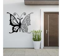 Décoration Murale Papillon en métal, Citations inspirantes et pensées positives, Grande œuvre d'art intérieure/extérieure, décoration de Style Ferme, Noir (35 x 28 Pouces / 89 x 70