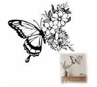 Décoration Murale Papillon Métal Noir 22.5x18cm Fer Forgé Art Mural
