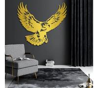 Décoration Murale Patriotique en métal représentant Un Aigle, pour Salon, Chambre ou Bureau (Or, 120 x 107 cm)