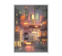 Décoration murale paysage urbain illuminé | Toile d'horizon urbain à DEL | Œuvre d'art urbaine phosphorescente | Décoration murale d'horizon urbain | Œuvre d'art LED | Peinture ville radieuse la nuit