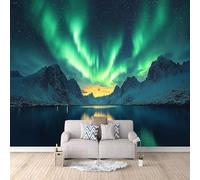 Décoration Murale Paysages De Montagne Enneigés En Hiver, Papier Peint Enfant Paysage Aurores Boréales Au Bord Du Lacdécoration Murale Chambre Enfant Transforme Votre Pièce Solution 300X210cm