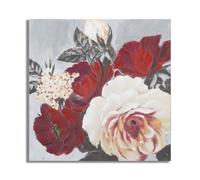 Mauro Ferretti - Décoration murale peinture sur toile Fleur rouge Multicolore 90x3,7x90 cm