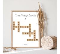 Décoration murale personnalisée avec mots croisés et noms de famille - Poster imprimé personnalisé - Panneau de nom - Carreaux de mots croisés - Décoration murale - Cadeau pour papa, maman, bien-aimé