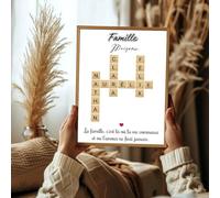 Décoration murale personnalisée avec noms de famille de Scrabble, affiches personnalisées, carreaux de mots croisés pour décoration murale, puzzle avec nom de famille, cadeaux pour les amateurs de