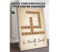 Décoration murale personnalisée de mots croisés familiaux - canevas personnalisée - Noël - Cadeau pour la famille - Cadeaux pour maman, papa, ami, petit ami, petite amie, elle, lui - Œuvres d'art, cad