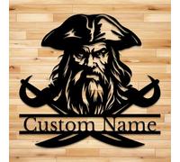 Décoration murale personnalisée en métal sur le thème des pirates, décoration nautique personnalisée, art en métal noir pour la maison, signe en métal personnalisé sur le thème des pirates, parfait