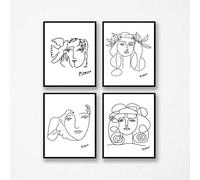 Décoration murale Picasso Dessin lignes dessinées Poster Prints 1 (lot de 4 N1, 210 x 297 mm)