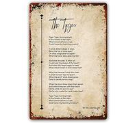 Décoration murale « Poème du Tigre », plaques en métal, citations de William Blake, affiches poétiques pour la décoration de chambre, images esthétiques pour la chambre à coucher, tableau, décoration